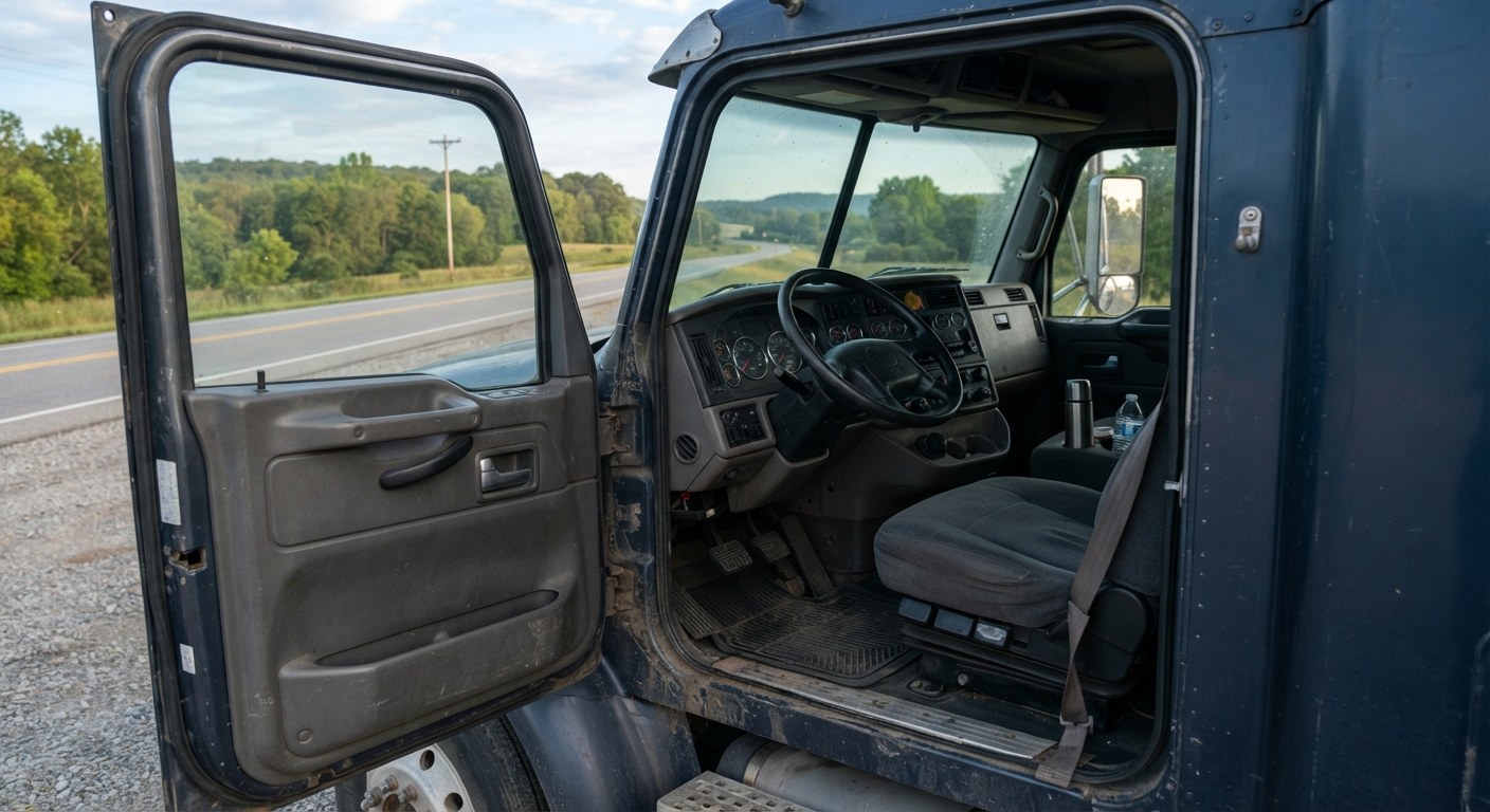 A driver completing an inspection